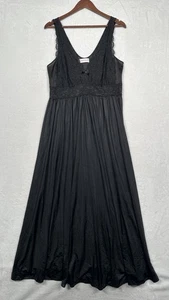 Vintage Shadowline Long Black Lace Nightgown Womens Size 1X Romantic Whimsigoth - Picture 1 of 10