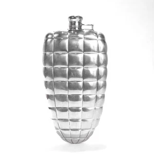 Antique Gorham 1 Pint Sterling Silver Art Deco Blimp or Dirigible Quilted Flask - Picture 1 of 14