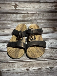 NIB ORTHAHEEL Women's Layla II Slide Sandals Brandy Patent Faux Crocodile US 9 - Picture 1 of 5