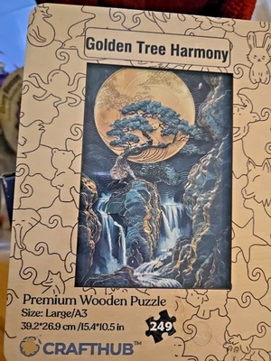 Quebra-cabeça de madeira Golden Tree Harmony Premium 249 peças Selado grande A3 15" x 10" - Imagem 1 de 4