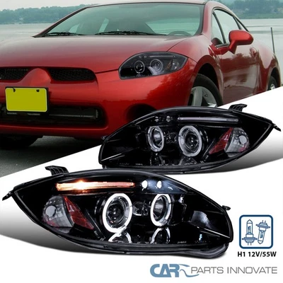Fits 2006-2012 Mitsubishi Eclipse Black Smoke Projector Headlights LED Lamps Foto 1 de 4