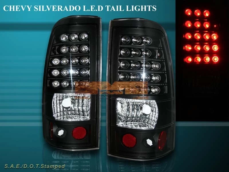 2003-2006 CHEVY SILVERADO 2004-2006 GMC SIERRA 1500 2500 BLACK TAIL LIGHTS LED - Image 1 of 2