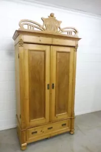 Antiker Jugendstil Schrank Kleiderschrank Küchenschrank aus Weichholz - Bild 1 von 17