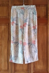 AUGUST SILK beige floral cropped pants sz S woman's - Picture 1 of 1