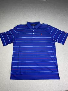 Polo Golf Ralph Lauren Mens Large Shirt Blue With White And Red Stripes - Picture 1 of 11