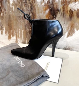 $1590 NEW Tom Ford Black Open Front Self Tie Pointed Bootie Boots 39 - Picture 1 of 6