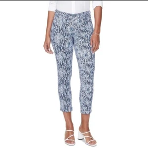 Pantalones de Jean NYDJ Sheri Slim Lift Tuck Estampado Piel de Serpiente Mujeres 18 Vacaciones de Verano - Imagen 1 de 13