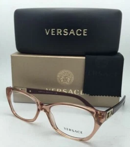 New VERSACE Rx-able Eyeglasses VE 3170-B 772 Brown Transparent Frames w/Crystals - Picture 1 of 12
