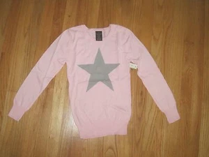 GIRL SILVER GRAY STAR LIGHT PINK SWEATER TOP NWT 4 5 6 6X 7 8 - Picture 1 of 4