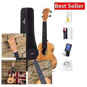21" Soprano Ukulele Kit – Solid Mahogany with Case, Tuner, & Online Lessons - Picture 1 of 10