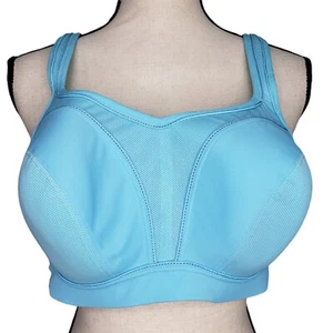 Chantelle High Impact Sports Bra 42D Underwire Padded Blue J Hook Full Cover - Picture 1 of 5