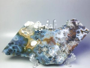Natural Ocean Jasper Agate Eye Quartz Crystal Slice Stone Reiki Stand / Specimen - Picture 1 of 5