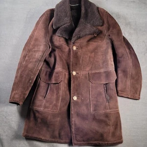 Shearling Jacket Vintage Leather Sherpa Lined Brown Mens Size 40 Made in Canada - Bild 1 von 16