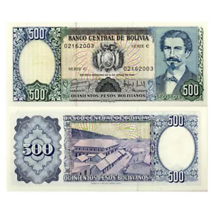 D. 1981 * Bolivia 500 Bolivian Pesos "E Avaroa" Banknote (p166a) FDS - Picture 1 of 1