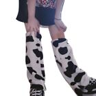 Women Winter Plush Leg Warmers Cow Leopard Print Foot Cover Socks