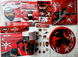 NINJA Birthday Party Supply kit for DELUXE Kit 8 wTemp tattoos,Stickers,Balloon - Picture 1 of 1