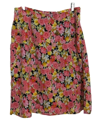 y2k REQUIREMENTS Pink Floral Midi A-Line Skirt Size 16 Q1 Fairy Grunge Romantic - Image 1 of 4