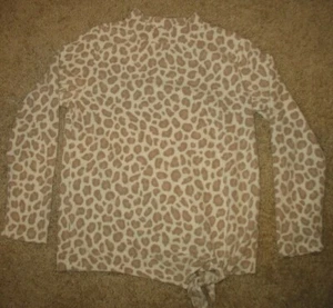 Girls' L 10-12 Old Navy Animal Print Mock Neck Pullover Fleece Shirt w/ tie Tan - Picture 1 of 2