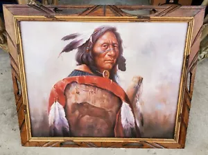 Troy Denton Native American Chief Print With Custom Decorative Wood Frame - Picture 1 of 11
