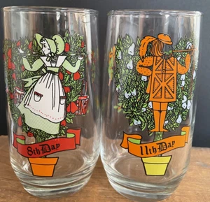 Vintage 8th day Christmas 11th Day Xmas Drinking glasses Cups - Replacements Set - Picture 1 of 6