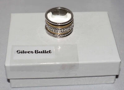 Anillo de banda ancha giratorio de plata esterlina y latón Silpada R2293 talla 7 1/4 Foto 1 de 4