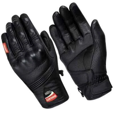 NEW DUCATI CORSE BLACK MEN MOTORCYCLE MOTORBIKE LEDER RACING LEATHER GLOVES - Image 1 of 4