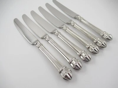 Yamazaki CAROUSELLE Japan 6 Dinner Knives Glossy Stainless Steel Flatware - Image 1 of 4