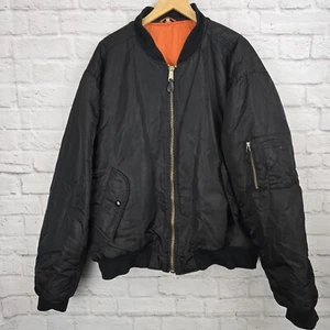 Vintage Flyers MA-1 Bomber Jacket Men’s 3XL Black Orange Liner USAF Military - Picture 1 of 14