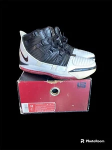 0396) Nike Zoom Lebron III 3 White/Black/Varsity Crimson 312147-101 Size 10 Men - Picture 1 of 6