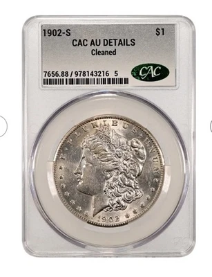 1902 年 S 版摩根银元 - CAC AU 细节 - 日期过高 — 第 1/4 张图片