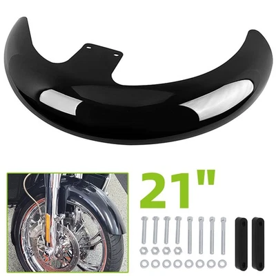 21" Vivid Black Wheel Wrap Front Fender For Harley Touring Road King Baggers Foto 1 de 4
