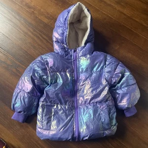 Puffer Jacket for Girls Packable Down-Alternative 3-4 Years Holographic Purple - Picture 1 of 9