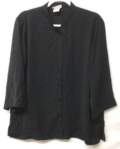 Jaclyn Smith XL schwarz hochgeschlossen 3/4 Ärmel plus Button Down Oberteil XL - Bild 1 von 7
