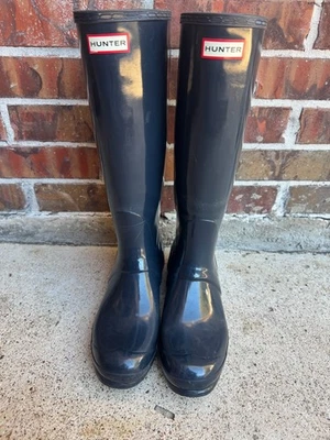 Hunter Botas de Lluvia Altas Impermeables en Azul - Para Mujer US 11 - Ligeramente Usadas Foto 1 de 4