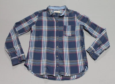 Camisa Hollister para mujer de franela manga larga pequeña azul verde rosa a cuadros con botones Foto 1 de 4