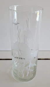 PASABAHCE TURKEY CLEAR GLASS CYLINDER VASE FROSTED TULIP DESIGN 9.25 INCHES - Picture 1 of 10