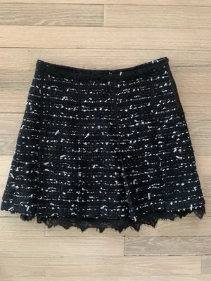 Falda Lida Baday Negra Lana Plisada Boucle Tweed Línea A Talla 4 o Pequeña Foto 1 de 4