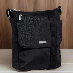 BAGGALLINI Purse Black Cheetah Print Nylon Town Bagg Crossbody Lightweight Bag - Picture 1 of 15