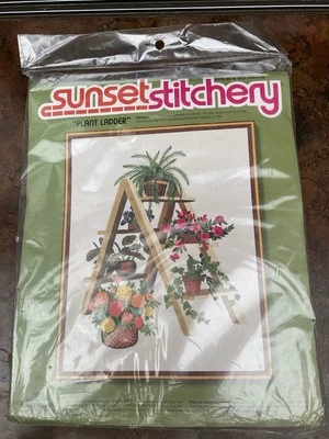 Vintage Sunset Stitchery “Plant Ladder” Embroidery Kit #2332  Year 1977 - Image 1 of 4