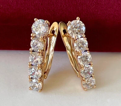 Luxus Ohrringe Creolen lange Hänger Zirkonia Kristalle 750er Gold 18K vergoldet  - Bild 1 von 4