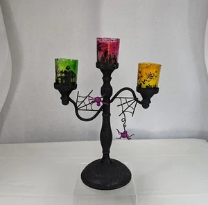 Cracker Barrel Halloween Glitter Tealight Candelabra Spooky Candle Decor Prop - Picture 1 of 14