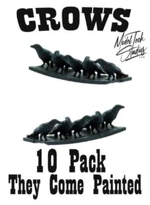 S Scale Birds Crows 10 Pack of finished Black Crows 1/64 scale - Picture 1 of 1