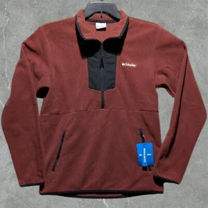 Columbia Sequoia Grove LS Fleece Pullover Men's S Burgendy Half Zip Pockets - Picture 1 of 3