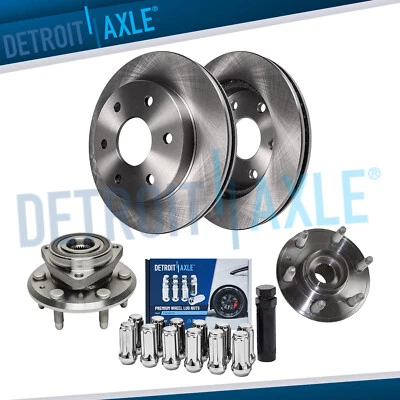 Front Disc Rotors Wheel Hubs +12pc Lugnuts w/ key for 2007-2016 Traverse Enclave — 第 1/4 张图片