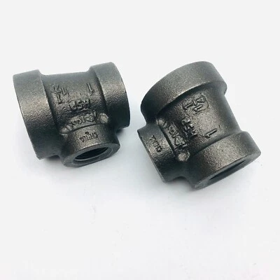 LOT OF 2 SPF 1-1/4" BLACK MALLEABLE IRON REDUCING TEE - Image 1 of 3