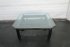 Hollywood Regency Black Painted Glass Top Coffee Table 1577 - Picture 1 of 12