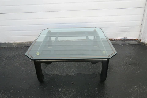 Hollywood Regency Black Painted Glass Top Coffee Table 1577 Cover