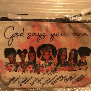 African American “God Says You Are…” cosmetic Bag NEW In Bag #4 Option - Bild 1 von 2