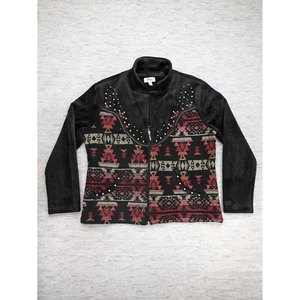 Venario Southwestern Jacket Aztec Print Studded Fleece Zip Up XL NWOT Wool Blend - Picture 1 of 9