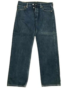 Men's 501 Levis Strauss & Co. Button Fly Straight Leg Fit Blue Jeans 34x39.5" - Picture 1 of 5